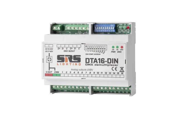 SRS DTA16-DIN 16ch DMX-analog 0-10V 16 ch, D-SUB,  u/psu 