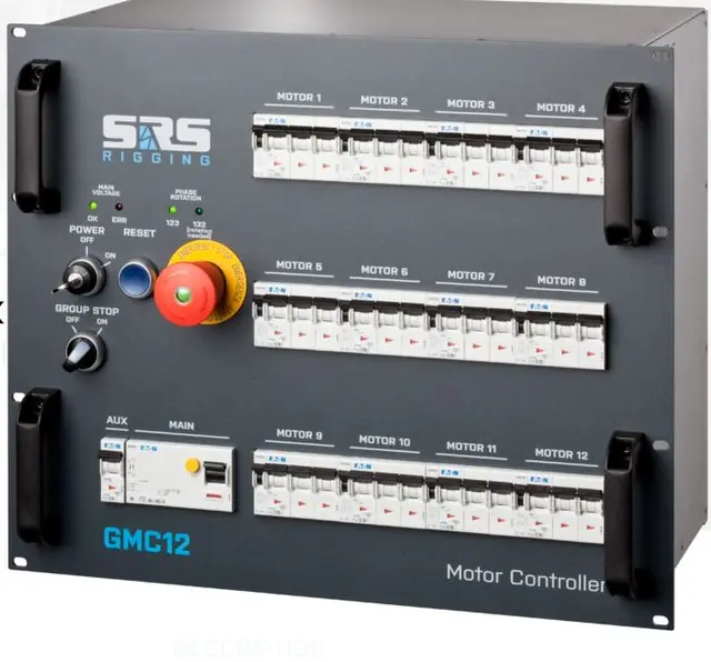 SRS GMC12-DVSX Hoist Control Base, 9U Group stop, CEE32A in,CEE16/4+Soca19 Out 