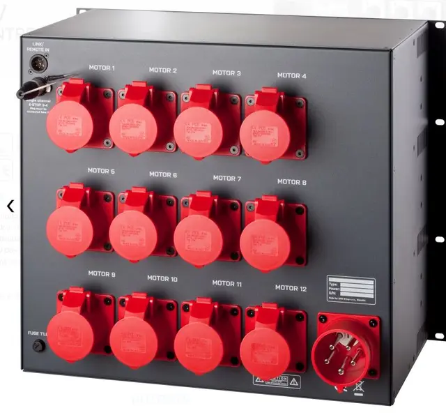 SRS MCBC12-DV- Hoist Control, 9U CEE32A/5 in,12xCEE16/4 out, LINK, 