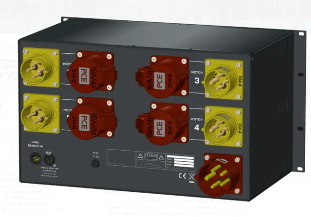 SRS MCBC4-LV-CEE Hoist Control, 6U CEE32A/5 in, 4xCEE16/4, 4xCEE16/4p Out 