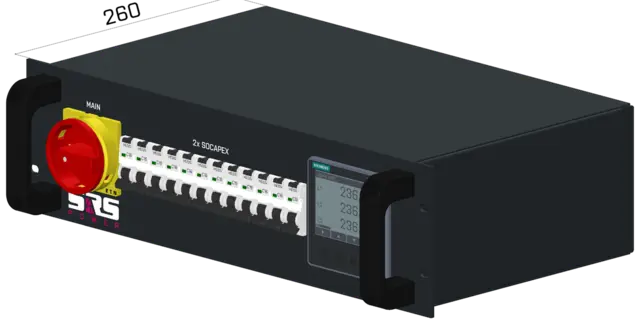 SRS PDU322XPRDY 3U Hybrid 230/400V 12xRCBO, In Han 6pin 3x32A, 2xSoca 