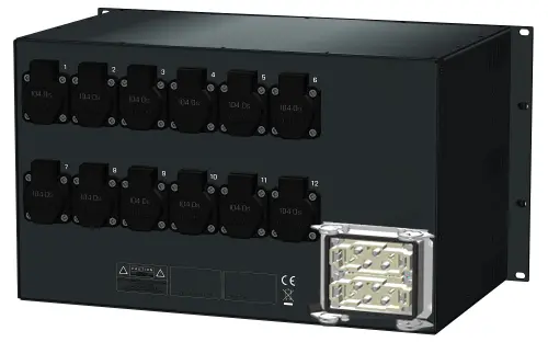 SRS PDU 12+1 Schuko out 12x16A 63A Hybrid Harting In - UTEN kabler 