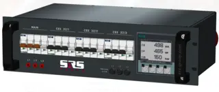 SRS PDU 63A BLUE 230V, Meter+fuses FRONT 63A/4 in(1,5m)+Chass link,3x32a BLUE out