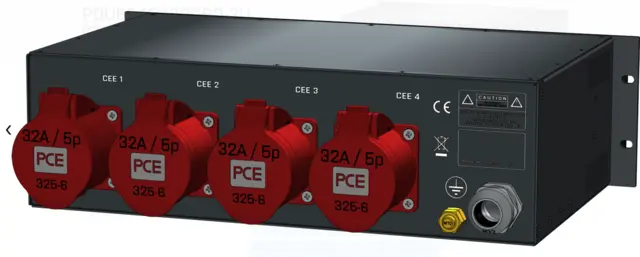 SRS PDU 634C32RCBO-3U 4x32A Out 63A-400V-1,5M cable In 
