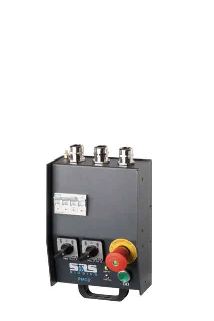 SRS PMC2-DV Wallmount motor control CEE 16A/5 in, 2xCEE16/4 Out, 2M cables 