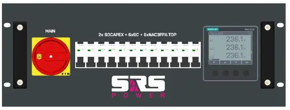 SRS PDU 12x16A,4U,12xRCBO,32A Hybrid H Rear 2xSOCA, 6xSCH, 6xPT, Meter,No Cable 