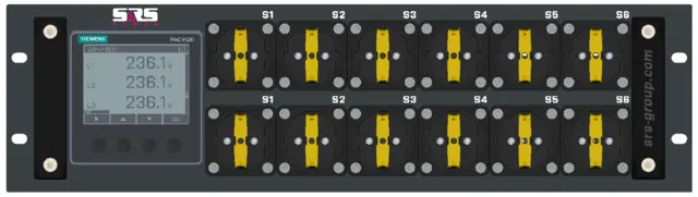 SRS PDU 6x16A, 12xSchuko+Meter in Front Rear Fuses&32A Hybrid Harting, No Cables 