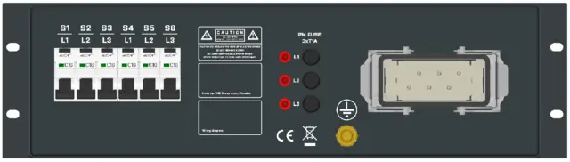 SRS PDU 6x16A, 12xSchuko+Meter in Front Rear Fuses&32A Hybrid Harting, No Cables 