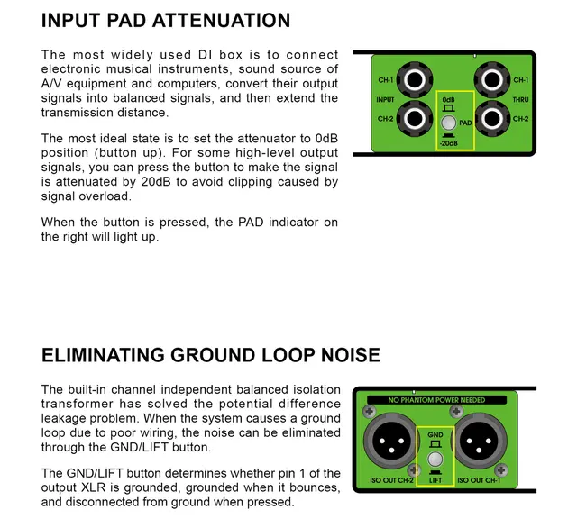 UNiKA PRO-TWO Passive DI box Passive Dual Line DI Box with Custom ISO 