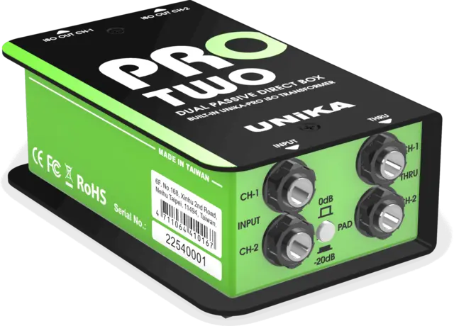 UNiKA PRO-TWO Passive DI box Passive Dual Line DI Box with Custom ISO 
