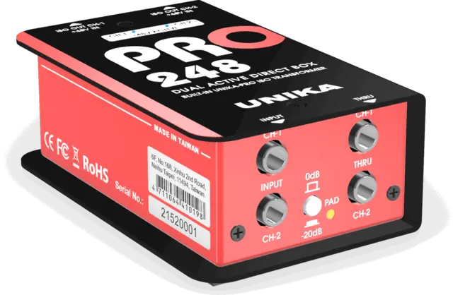 UNiKA PRO-248 Active DI box Active Dual 48V DI Box with custom Iso 