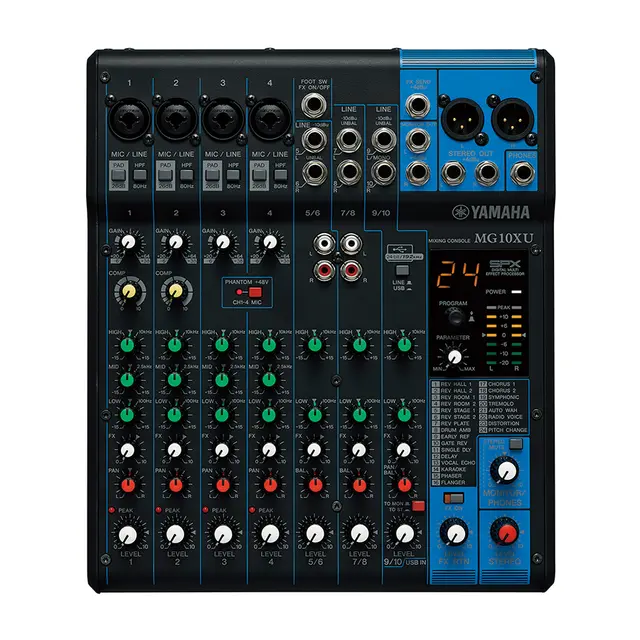 Yamaha MG10XU Lydmikser 4 mic, 3 stereo, FX. XLR out,+ PSU 