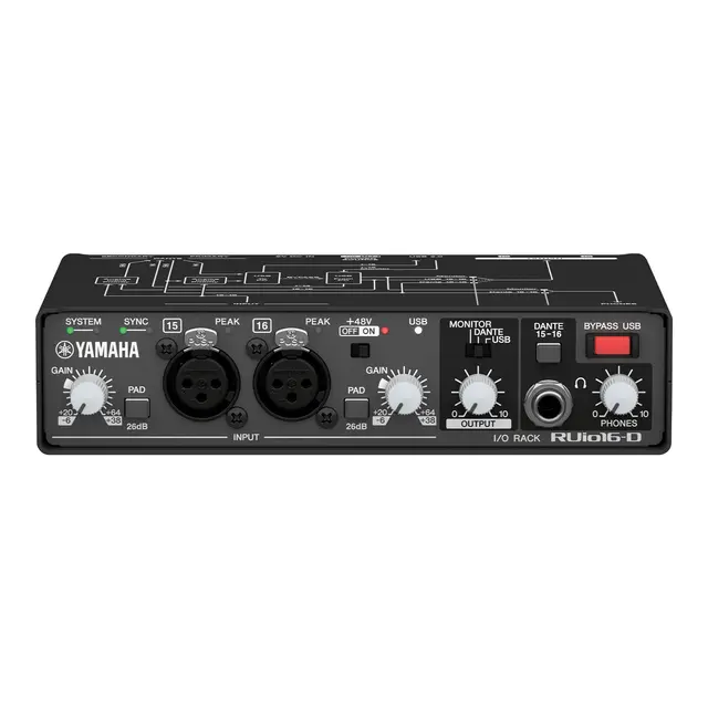 Yamaha RUio16-D Audio interface Dante USB, analog / VST Rack Pro. 